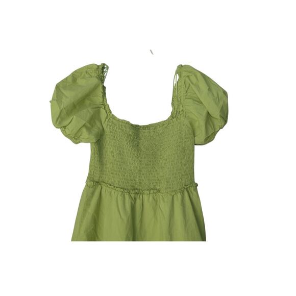 Le Lis Women’s M Green Smocked Mini Dress Cap Sleeve Milkmaid Peasant - Picture 2 of 8